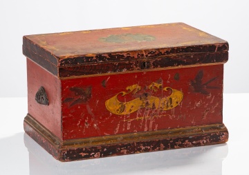 Fine Painted and Decorated Small Trunk Initialed 'J.A.M.', Probably New England, Circa 1831
