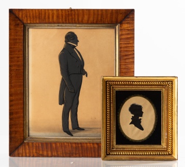 Two Early 19th Century Silhouettes: Full-Length Gentleman and Bust of a Lady
