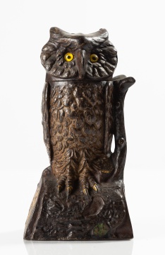 J. & E. Stevens 'Owl Turns Head' Mechanical Bank