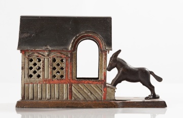 J. & E. Stevens 'Mule Entering Barn' Mechanical Bank