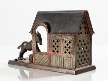 J. & E. Stevens 'Mule Entering Barn' Mechanical Bank