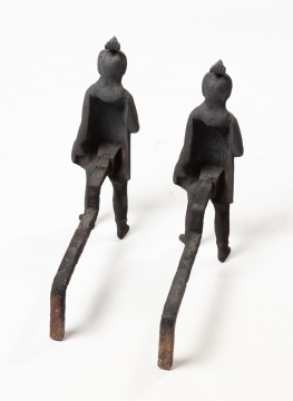 Pair of Cast Iron Figural Native American Andirons