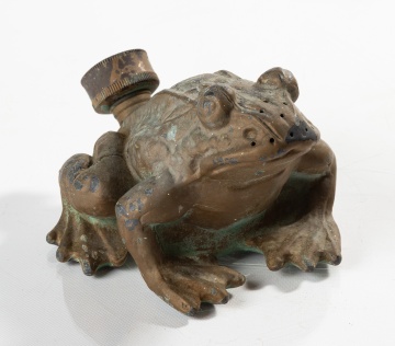 Figural Cast Bronze Frog Lawn Sprinkler