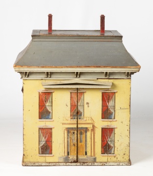 American Painted Pine Dollhouse in the Form of a Federal House
