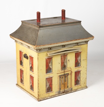 American Painted Pine Dollhouse in the Form of a Federal House
