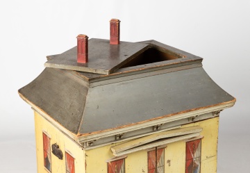 American Painted Pine Dollhouse in the Form of a Federal House