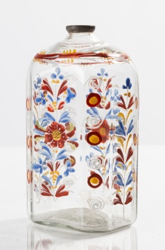 Stiegel-Type Enameled Glass Flask