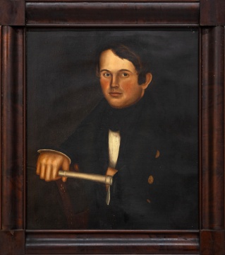Horace Bundy (American, 1814-1883) Portrait of a Young Gentleman Holding a Spyglass