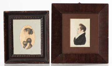 Two Folk Art Profile Miniature Portraits, One of Jonathan Perry, 1811