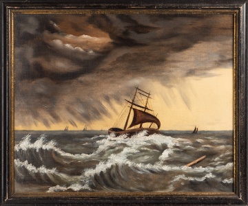 Attributed to Thomas Chambers (American, 1808-1869) Ship in a Squall