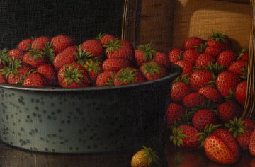 Levi Wells Prentice (American, 1851-1935) Strawberries in a Graniteware Pan with Berry Box