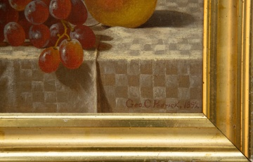 George C. Pedrick (American, active 1892) Still Life with Peaches, Grapes and a Glass of Wine