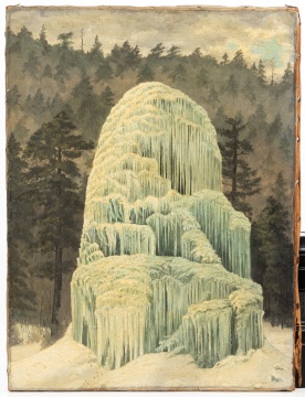 American School, Late 19th Century, Ice Formation in a Winter Forest, Probably Northwestern Pennsylvania