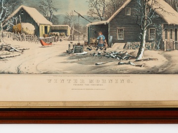 Currier & Ives, Winter Morning, Feeding the Chickens, 1864
