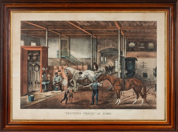 Currier & Ives, 'Trotting Cracks' at Home, A Model Stable, 1869