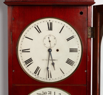 Seth Thomas Cherry Office Calendar No. 13 Double-Dial Wall Clock