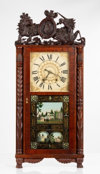 Eli Terry & Eli Terry Jr. Carved Mahogany Shelf Clock for the Canadian Market