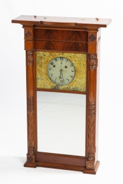 Asa Munger, Auburn, New York, Empire Mahogany Mirror Shelf Clock