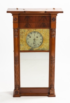 Asa Munger, Auburn, New York, Empire Mahogany Mirror Shelf Clock