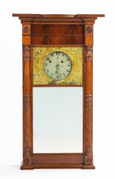 Asa Munger, Auburn, New York, Empire Mahogany Mirror Shelf Clock