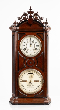 Ithaca Calendar Clock Co. No. 5 "Emerald" Walnut Double-Dial Shelf Clock