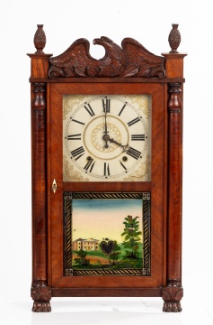 Mitchell & Atkins Carved Mahogany Column and Splat Shelf Clock
