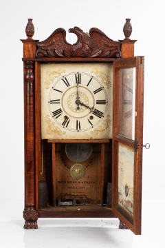 Mitchell & Atkins Carved Mahogany Column and Splat Shelf Clock
