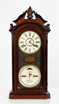 Ithaca Calendar Clock Co. No. 4 1/2 "Favorite" Walnut Double-Dial Shelf Clock