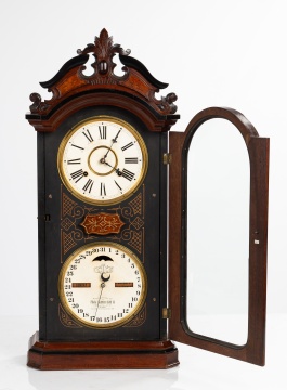Ithaca Calendar Clock Co. No. 4 1/2 "Favorite" Walnut Double-Dial Shelf Clock