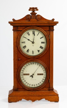 Seth Thomas Oak Parlor Calendar No. 6 Double-Dial Shelf Clock