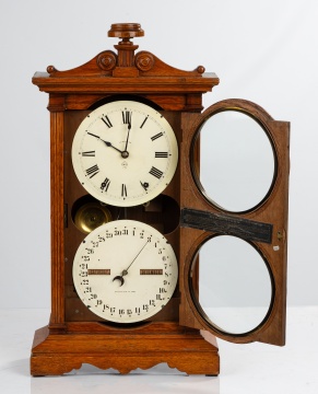 Seth Thomas Oak Parlor Calendar No. 6 Double-Dial Shelf Clock