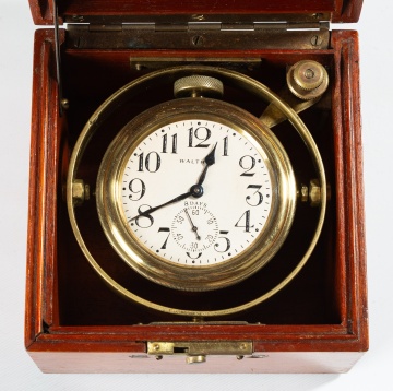Waltham 8-Day Gimballed Deck Clock in Mahogany Box