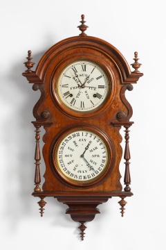 Welch, Spring & Co. 'Wagner' Double-Dial Calendar Wall Clock