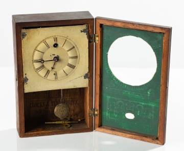 New England Clock Co. Miniature Box Clock with Reverse-Painted Glass