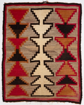 Navajo Regional Weaving with Serrated Hourglass Columns