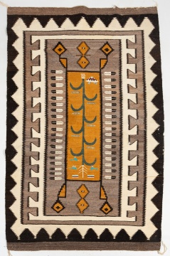 Navajo Pictorial Weaving with Corn Stalk and Feathers