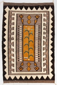 Navajo Pictorial Weaving with Corn Stalk and Feathers