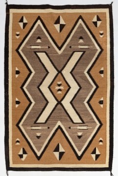 Navajo Two Grey Hills Style Weaving with Double Diamond and Arrows
