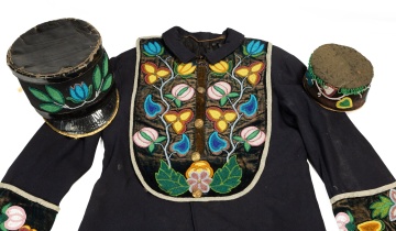 Ojibwe Beaded Wool Coat with Two Beaded Caps