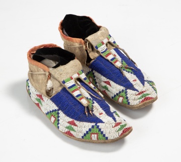 Pair of Sioux Beaded Hide Moccasins