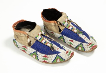 Pair of Sioux Beaded Hide Moccasins