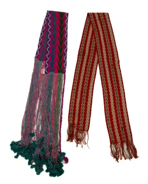 Two Finger-Woven Wool Sashes, One an Assumption Sash