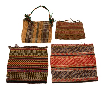 Four Great Lakes Twined Wool and Fiber Bags