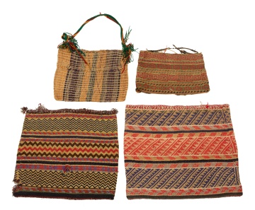 Four Great Lakes Twined Wool and Fiber Bags