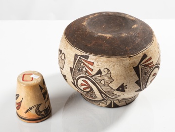 Zuni Polychrome Pottery Olla and a Pueblo Pottery Cup