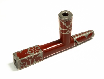 Native American Metal-Inlaid Catlinite Pipe Bowl