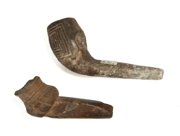 Two Owasco Incised Clay Pipes