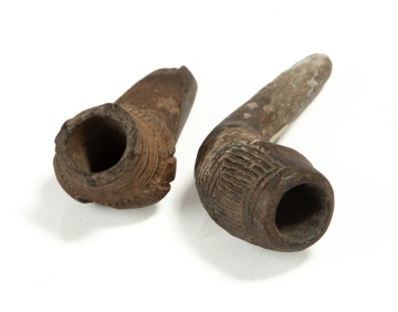 Two Owasco Incised Clay Pipes