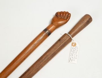 Two Carved Wood Walking Sticks