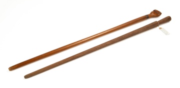 Two Carved Wood Walking Sticks